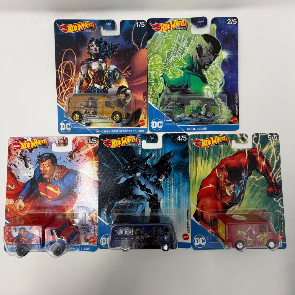 Hot Wheels Premium DC Comics Complete Set Real Riders Batman Superman Flash